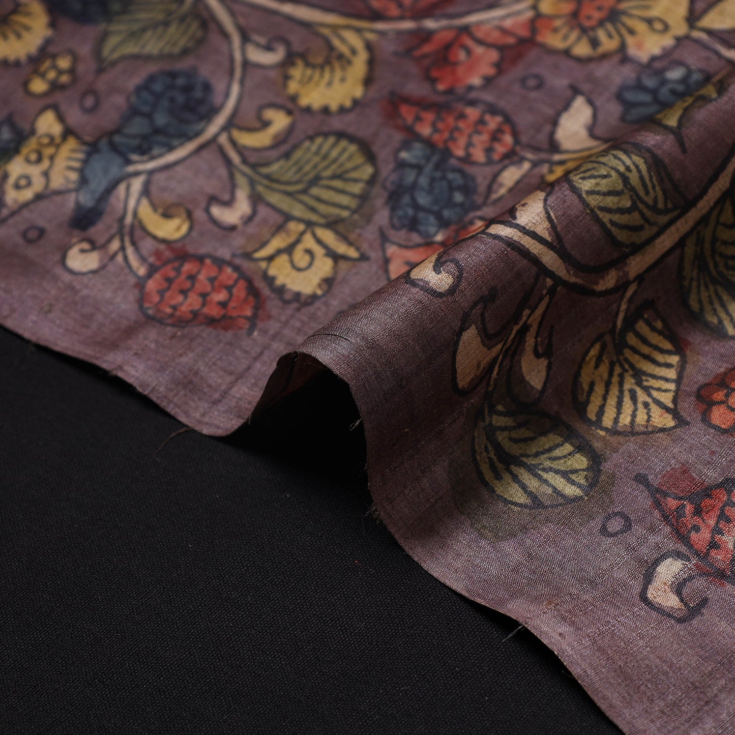 Brown - desi tussar silk handpainted srikalahasti pen