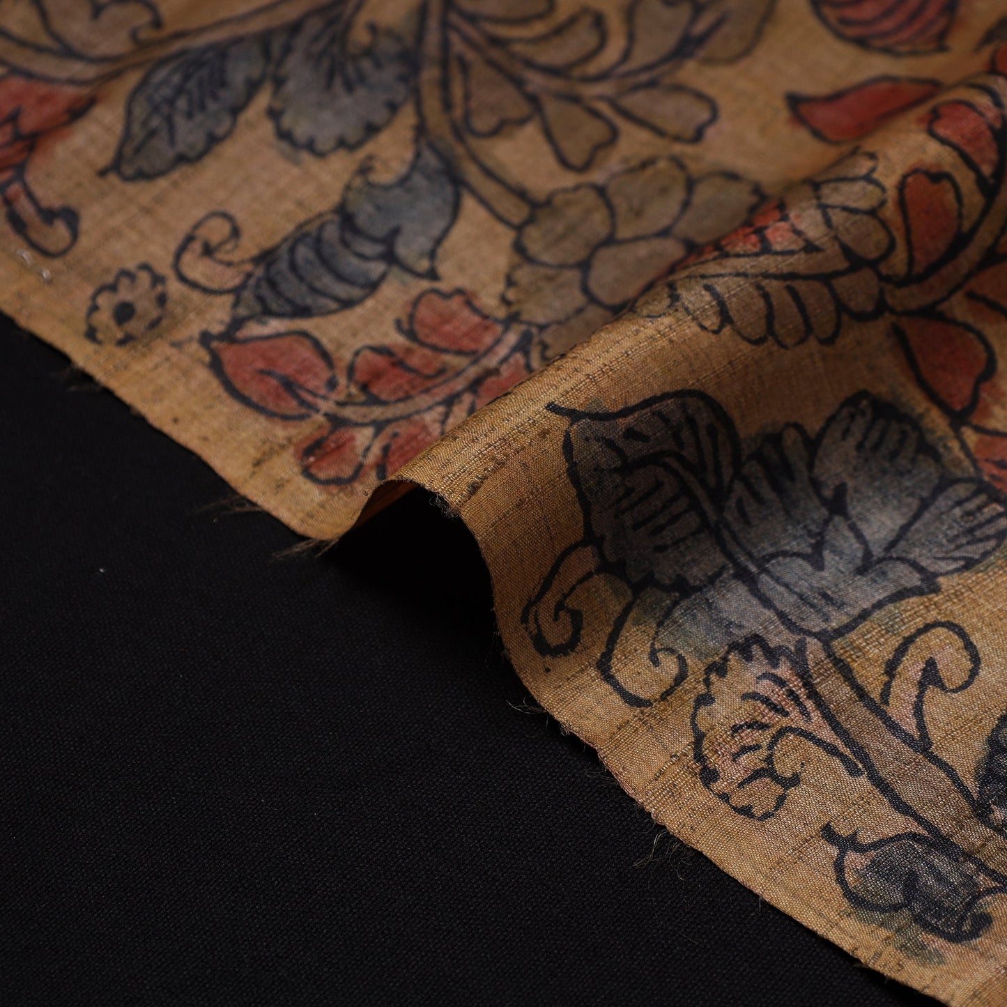 Brown - desi tussar silk handpainted srikalahasti pen