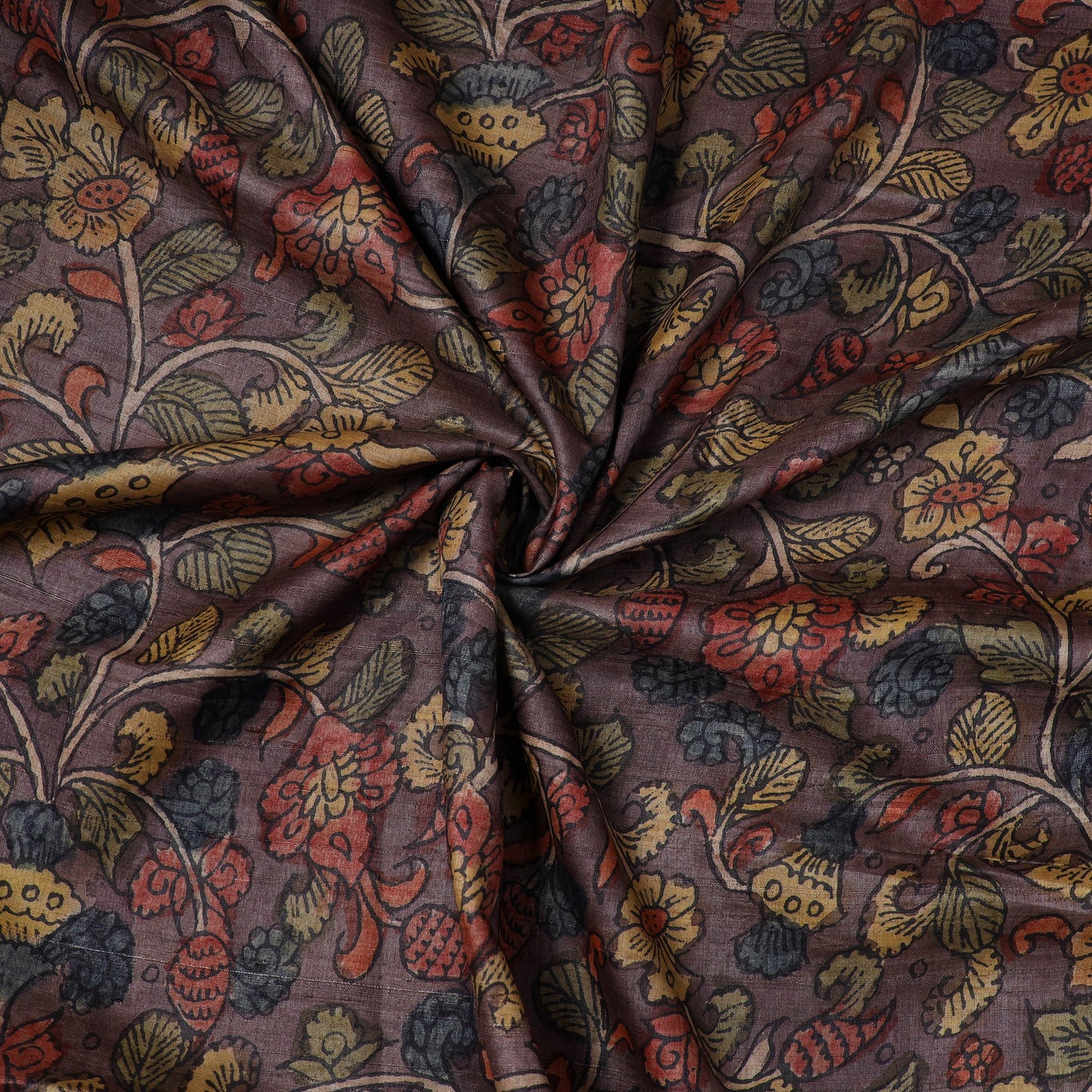 Brown - desi tussar silk handpainted srikalahasti pen