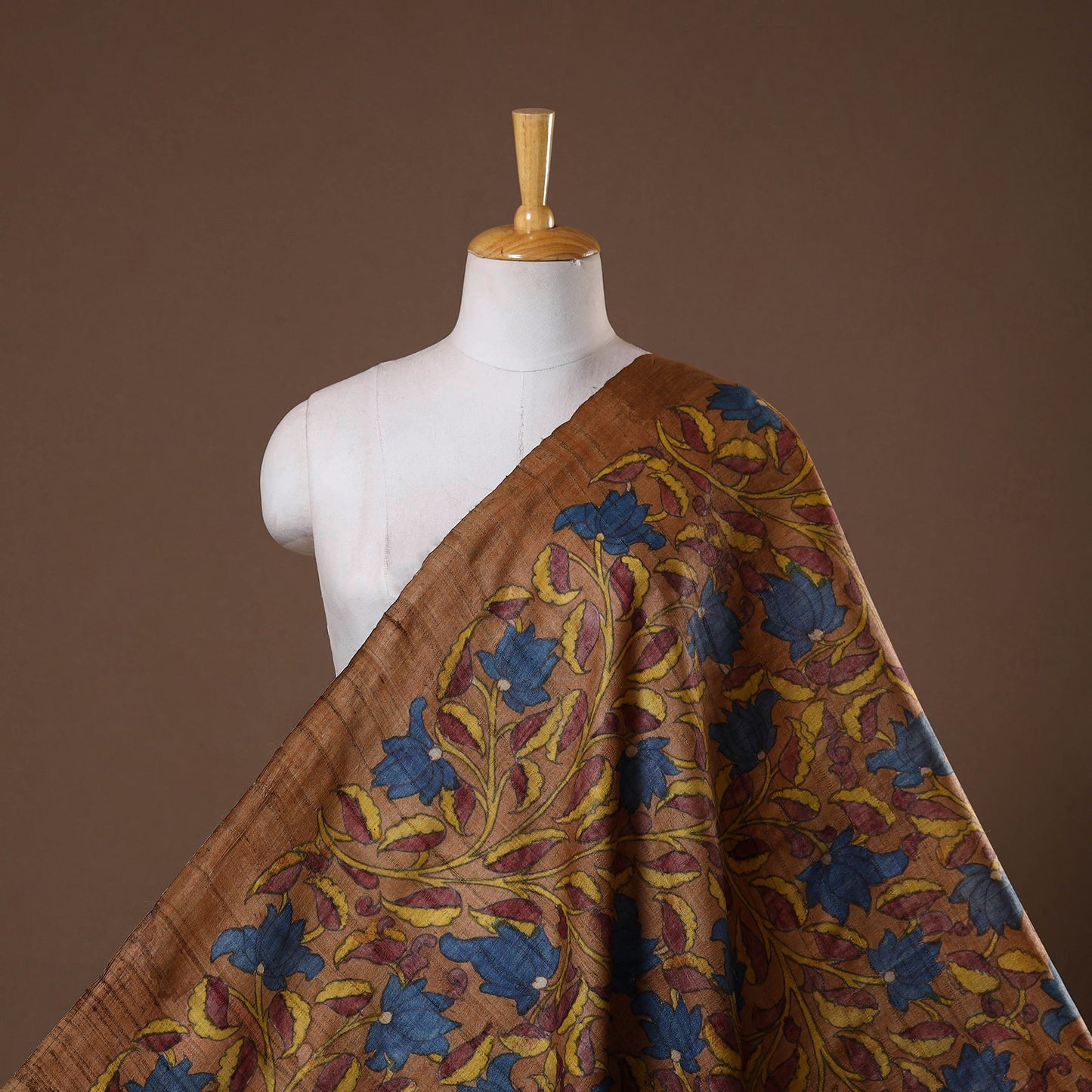 Brown - desi tussar silk handpainted srikalahasti pen