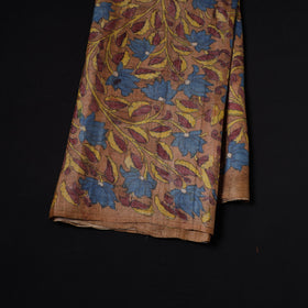 Brown - desi tussar silk handpainted srikalahasti pen