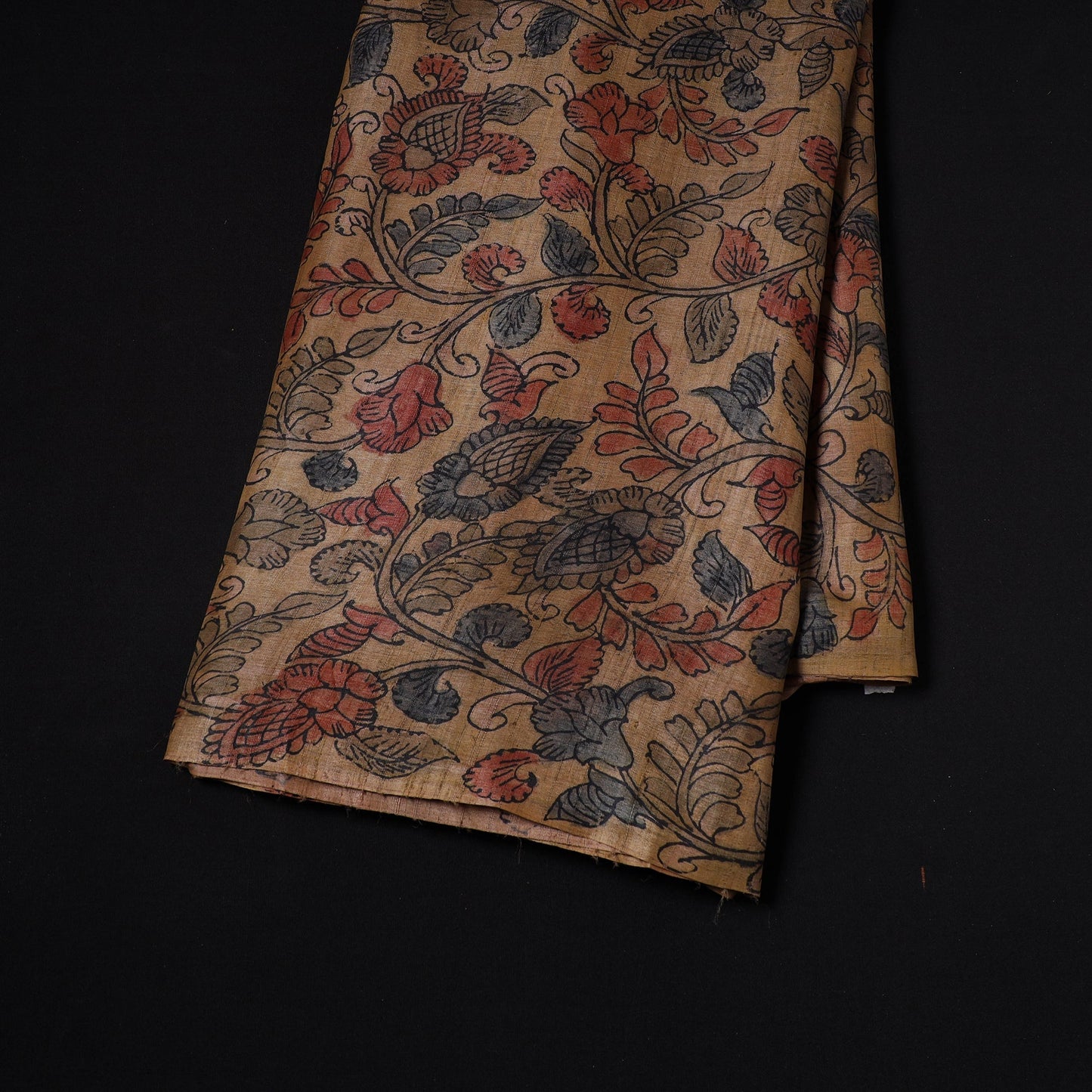 Brown - desi tussar silk handpainted srikalahasti pen