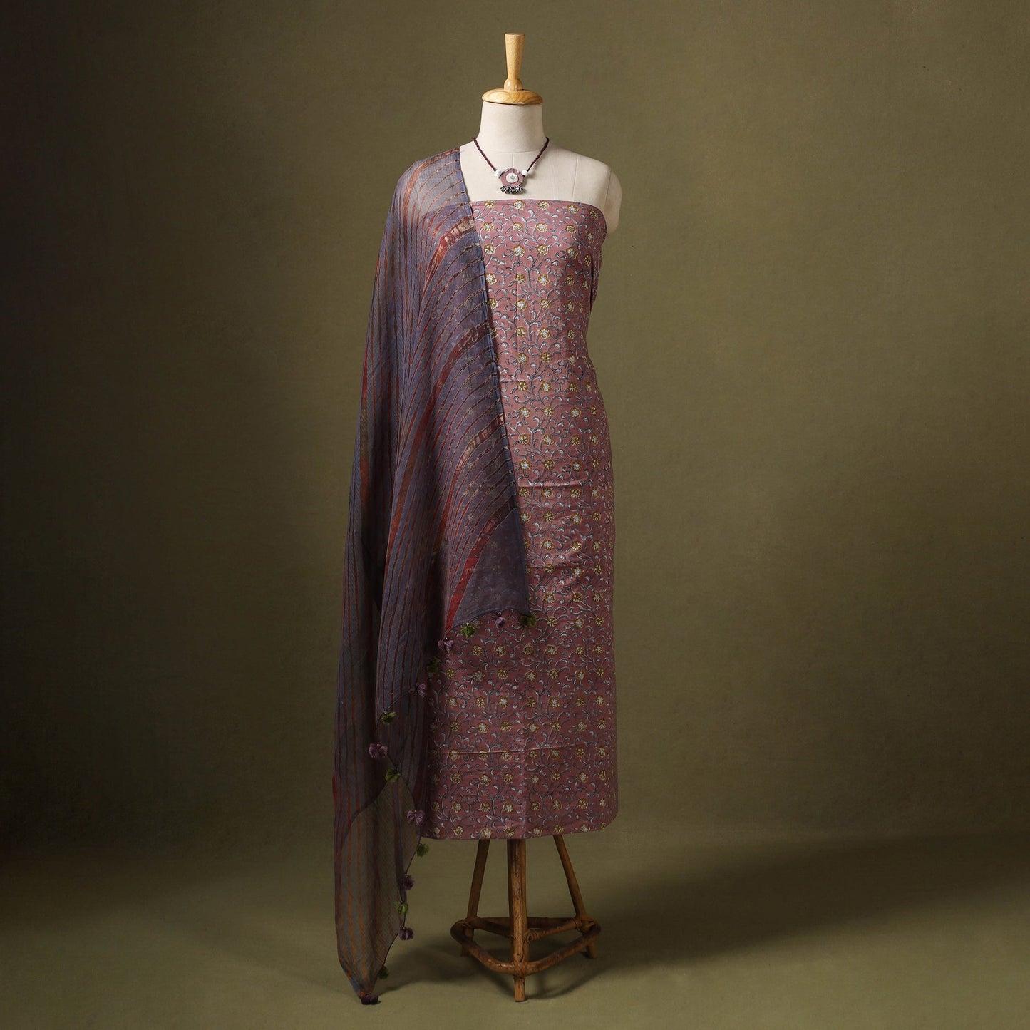 Brown - designer! Cotton unstitched dress material