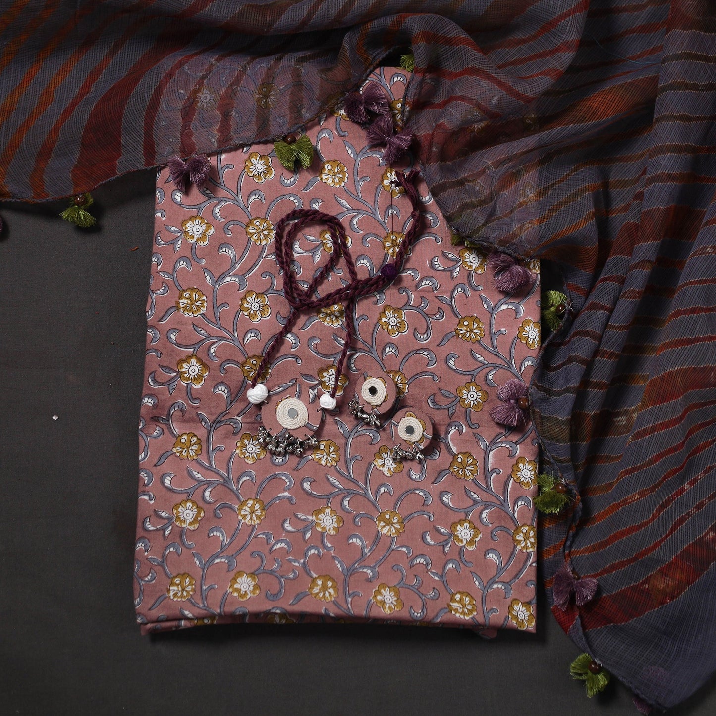 Brown - designer! Cotton unstitched dress material