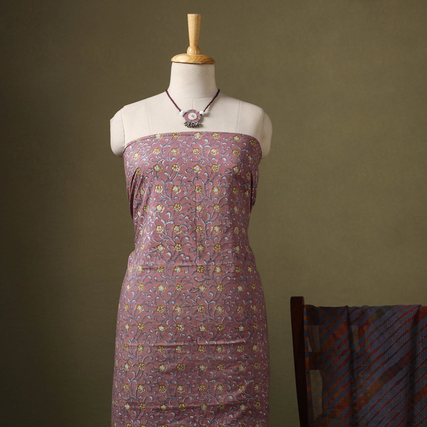 Brown - designer! Cotton unstitched dress material