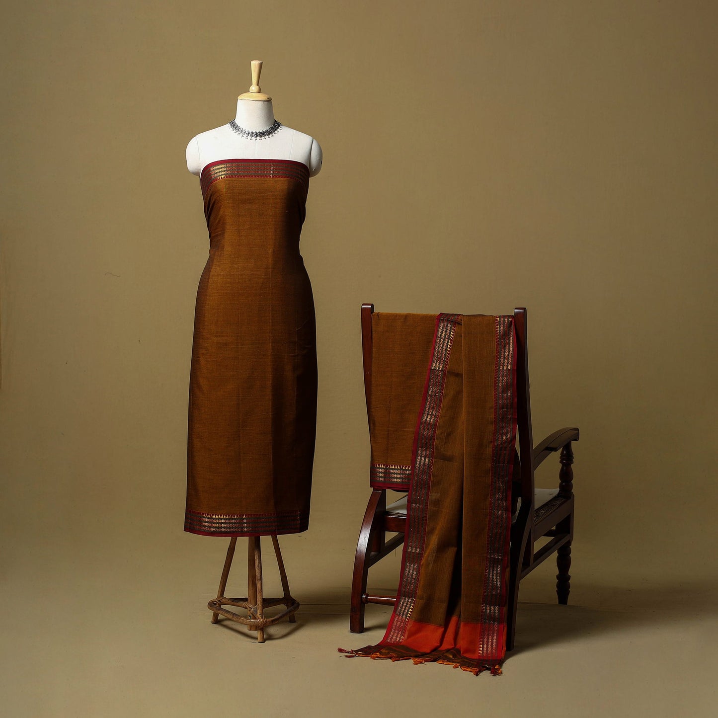 Dharwad cotton 3pc unstitched dress material with border 05