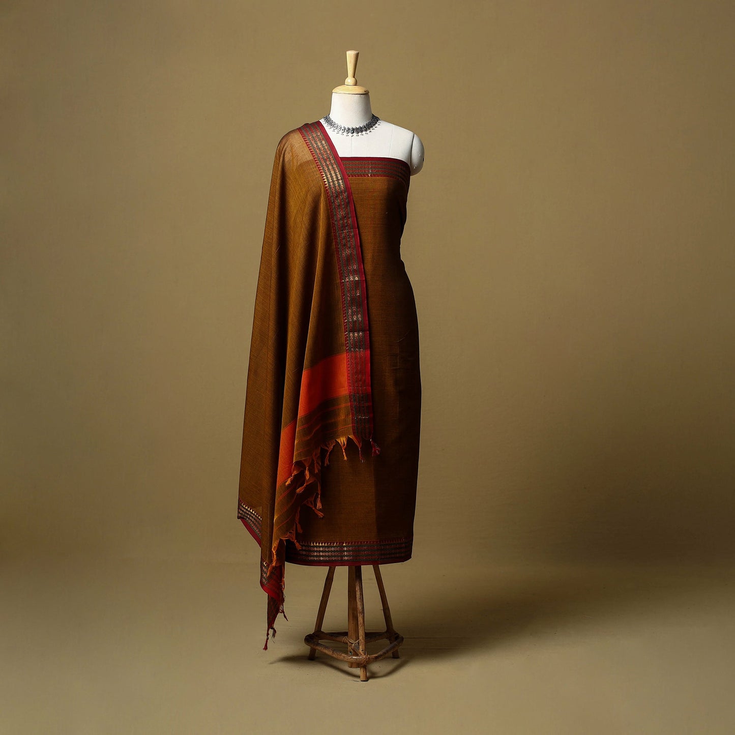 Dharwad cotton 3pc unstitched dress material with border 05