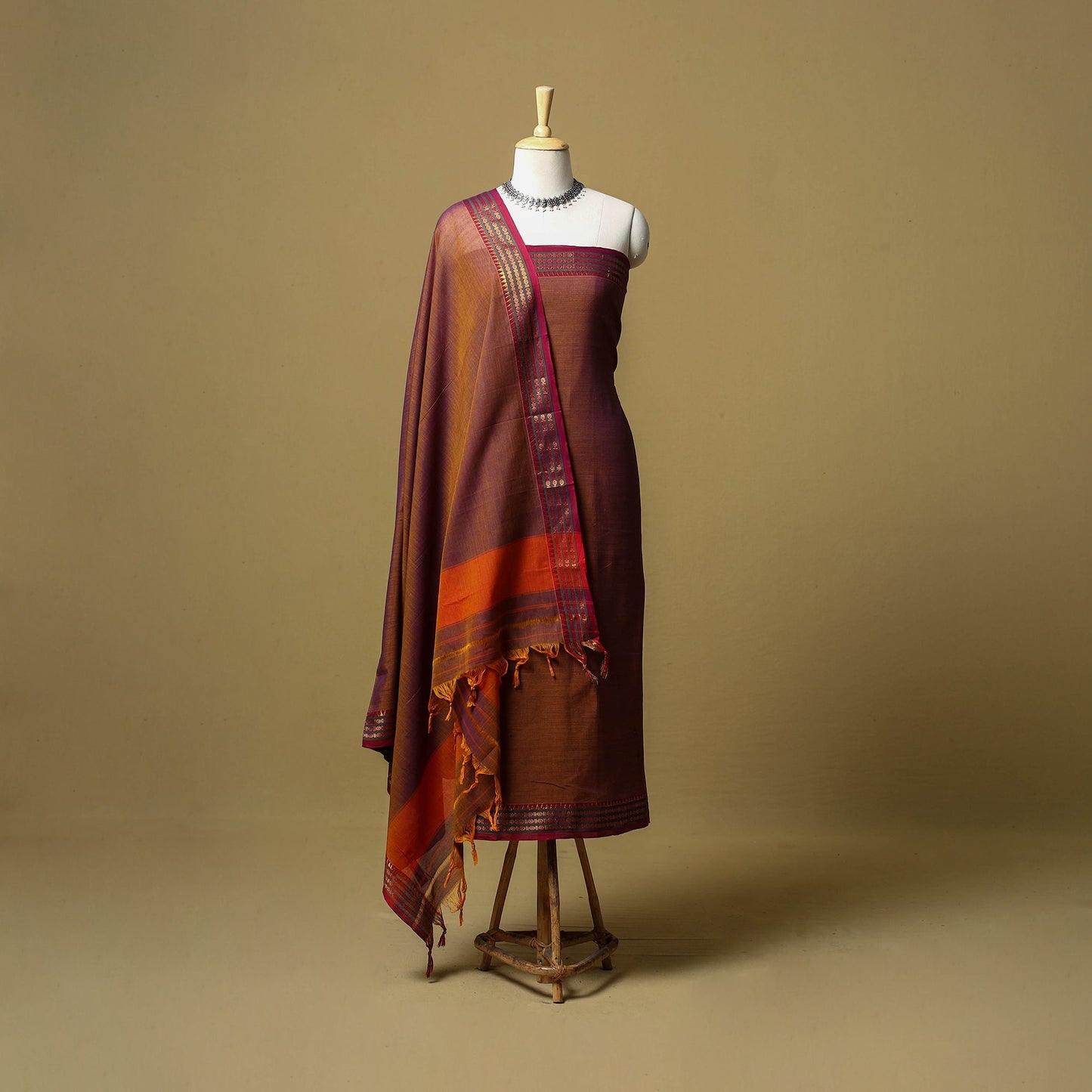 Dharwad cotton 3pc unstitched dress material with border 08