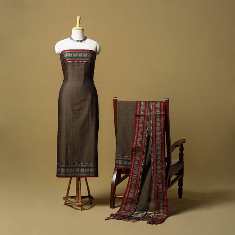 Dharwad cotton 3pc unstitched dress material with border 13