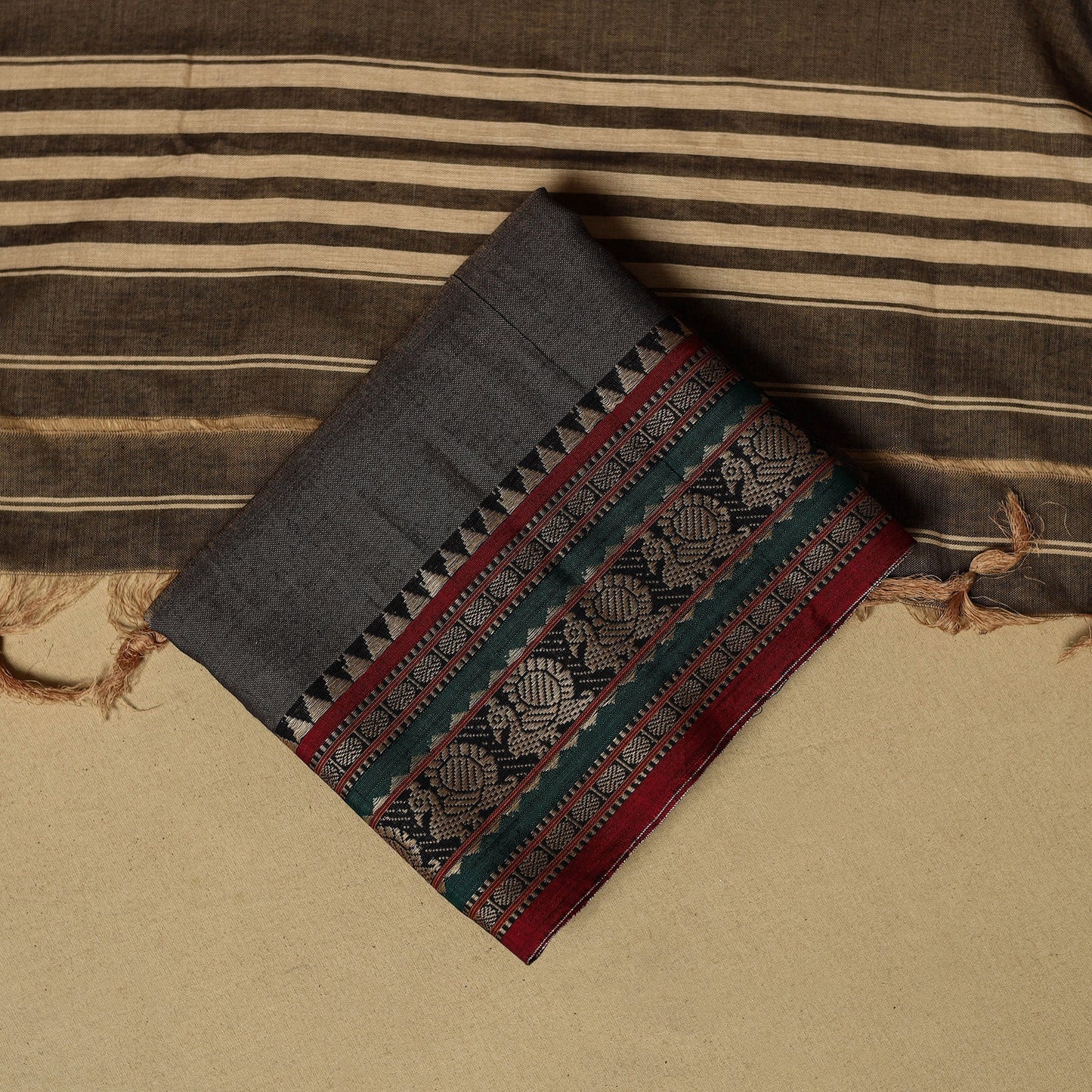 Dharwad cotton 3pc unstitched dress material with border 13