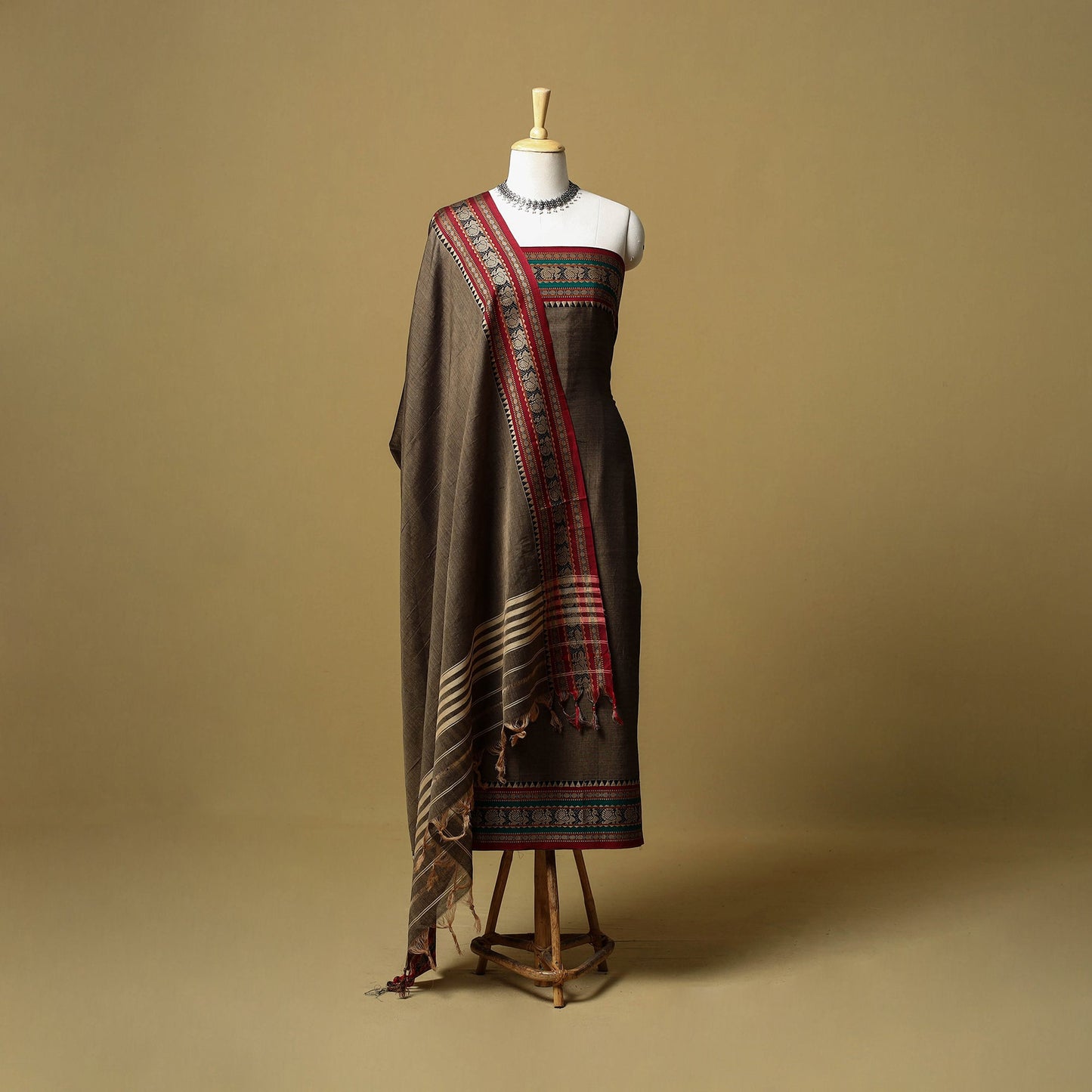 Dharwad cotton 3pc unstitched dress material with border 13