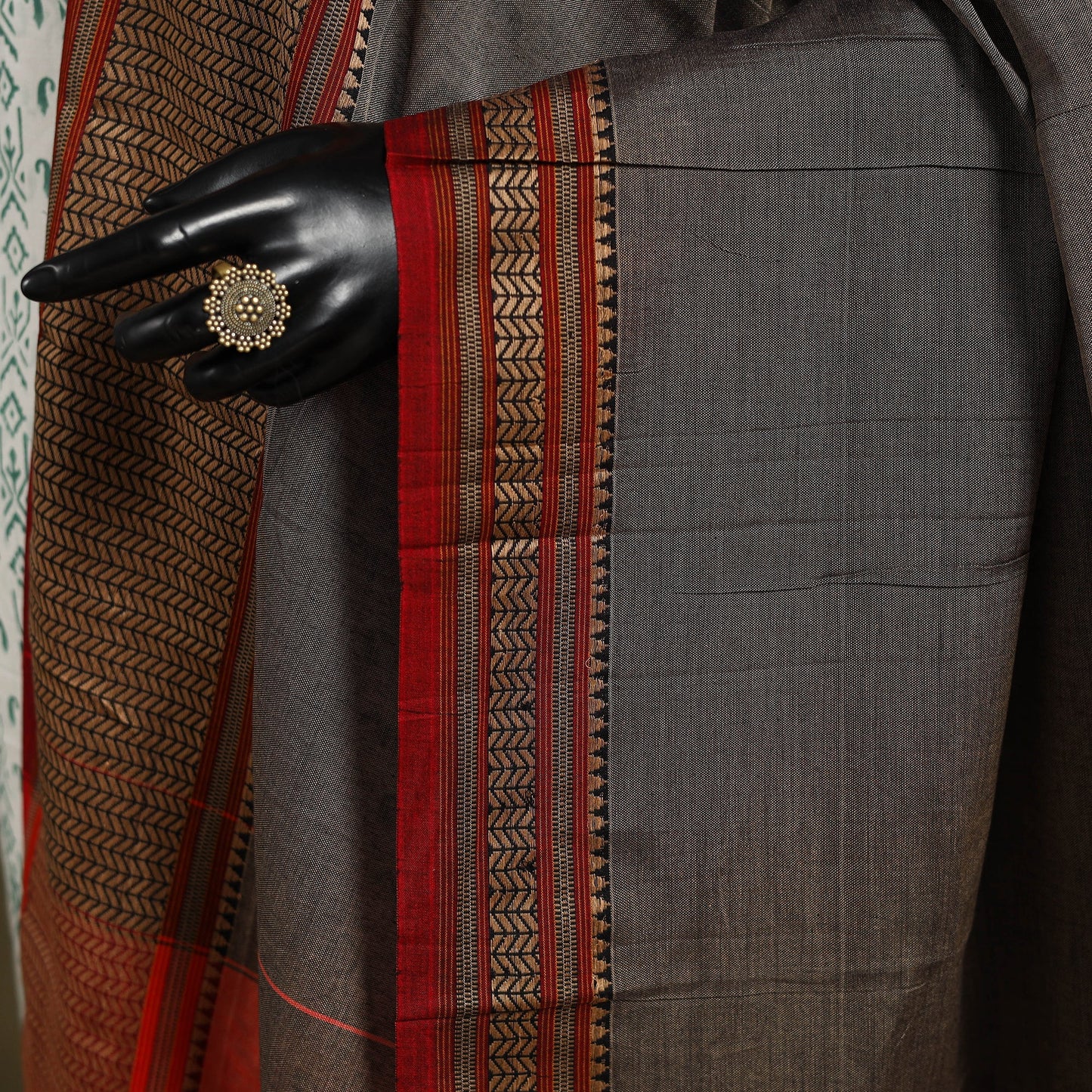 Brown - dharwad cotton dupatta with zari border 18