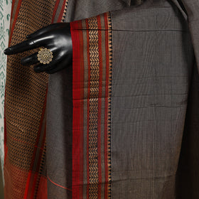 Brown - dharwad cotton dupatta with zari border 18