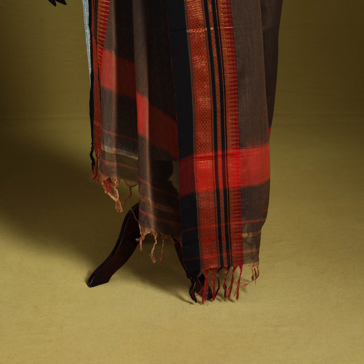 Brown - dharwad cotton dupatta with zari border 46