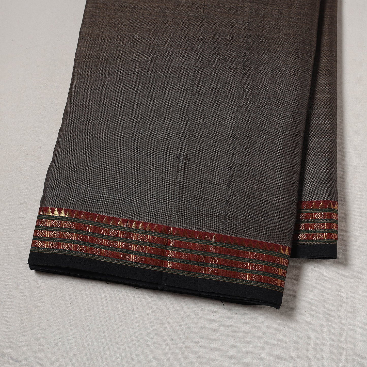 Dharwad cotton fabric with border 03 - handcrafted