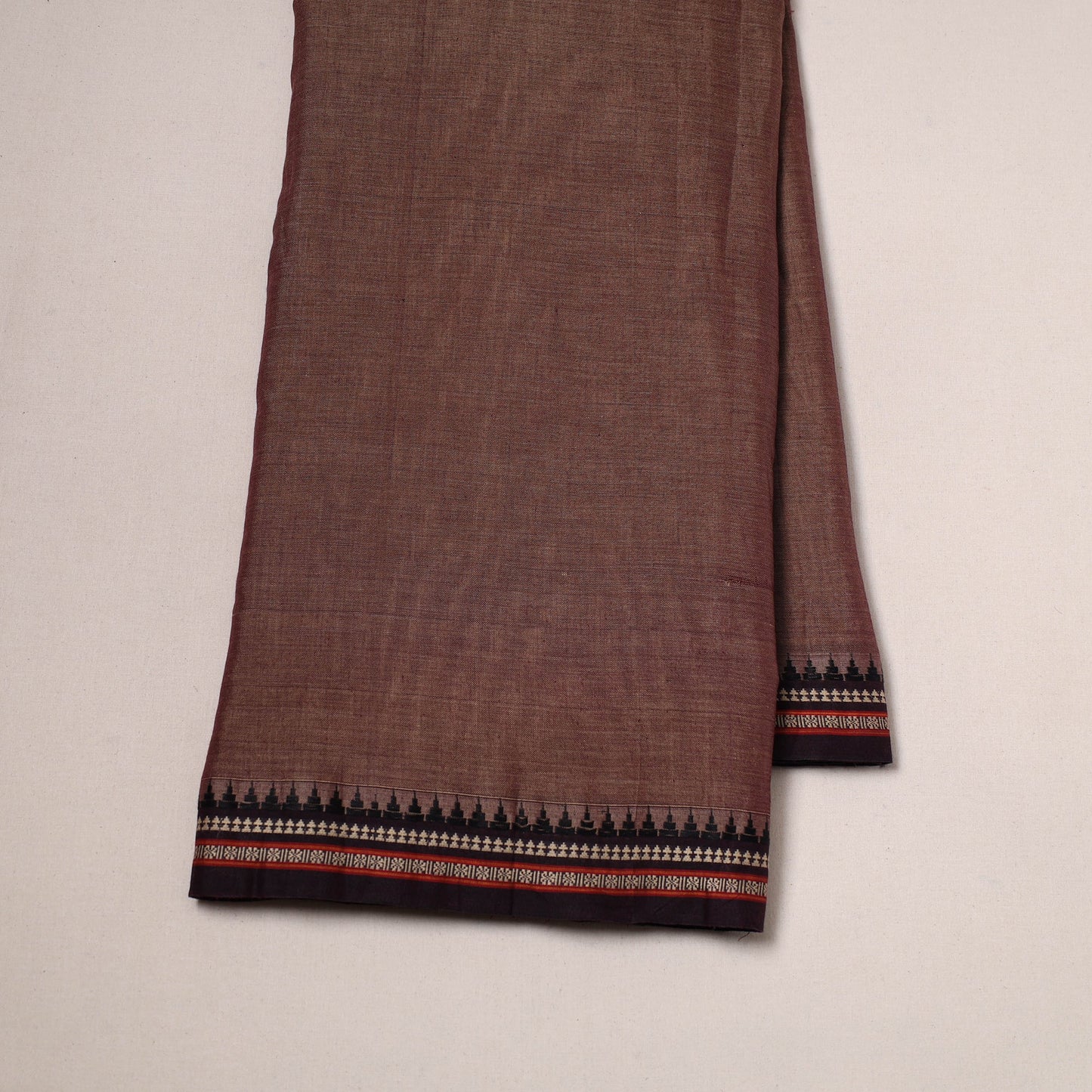 Dharwad cotton fabric with border 05 - handcrafted