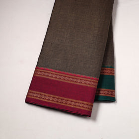 Brown - dharwad cotton fabric with border 12 - handcrafted