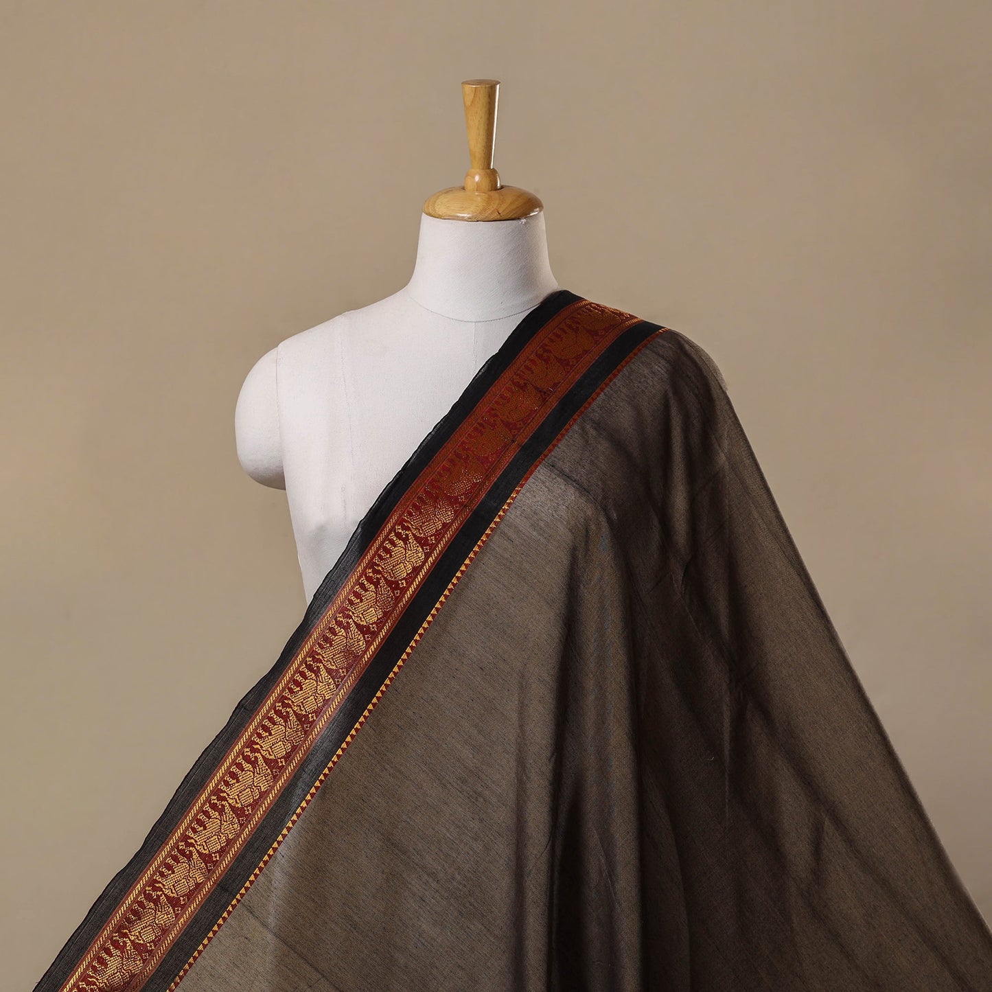 Dharwad cotton fabric with border 21 - handcrafted