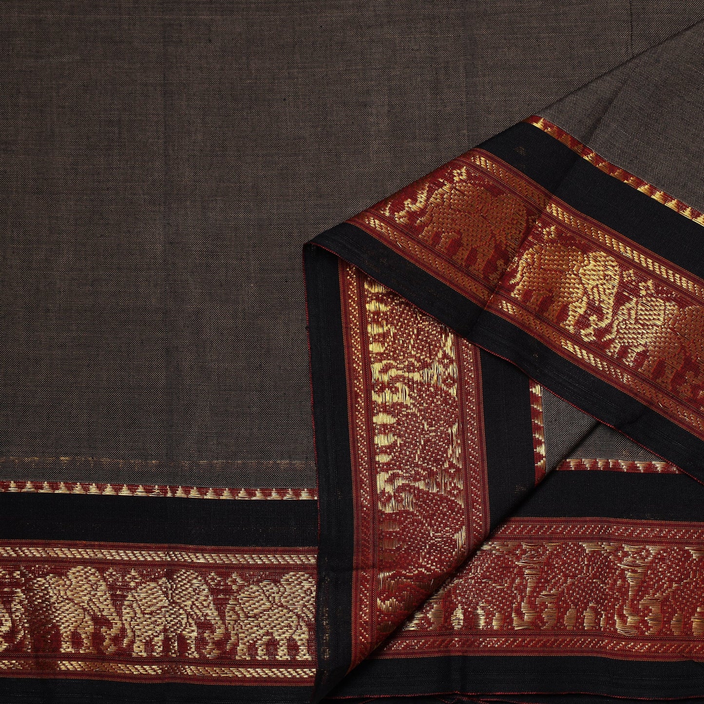 Dharwad cotton fabric with border 21 - handcrafted