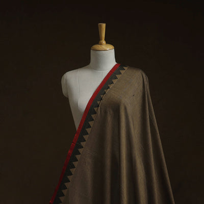 Brown - dharwad cotton fabric with border 32 - handcrafted