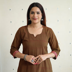  Brown - Dharwad Cotton Long A-Line Kurta for Women