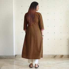  Brown - Dharwad Cotton Long A-Line Kurta for Women