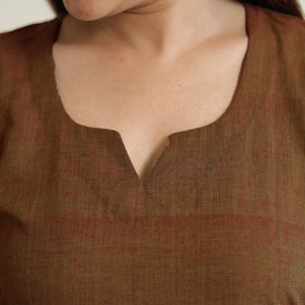  Brown - Dharwad Cotton Long A-Line Kurta for Women