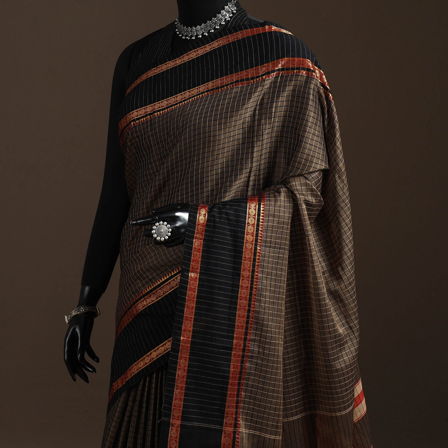 Dharwad cotton saree with border 23 - handcrafted