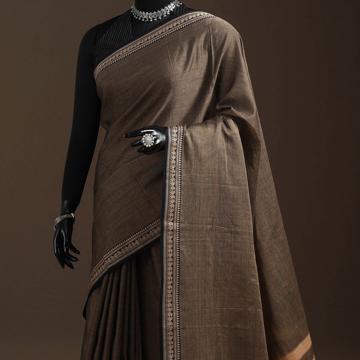 Dharwad cotton saree with border 31 - handcrafted