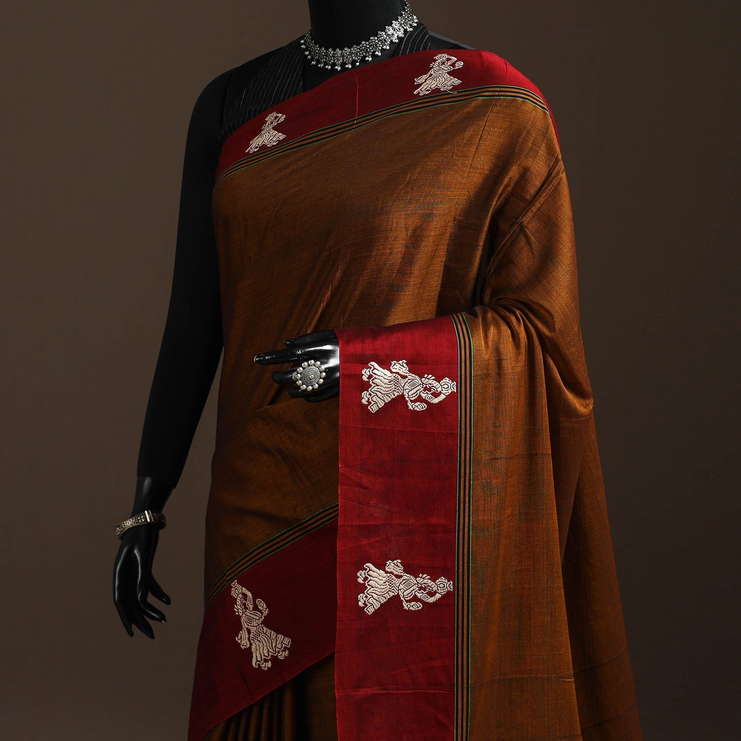 Dharwad cotton saree with border 40 - handcrafted