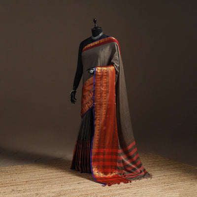 Dharwad cotton saree with border 51 - handcrafted