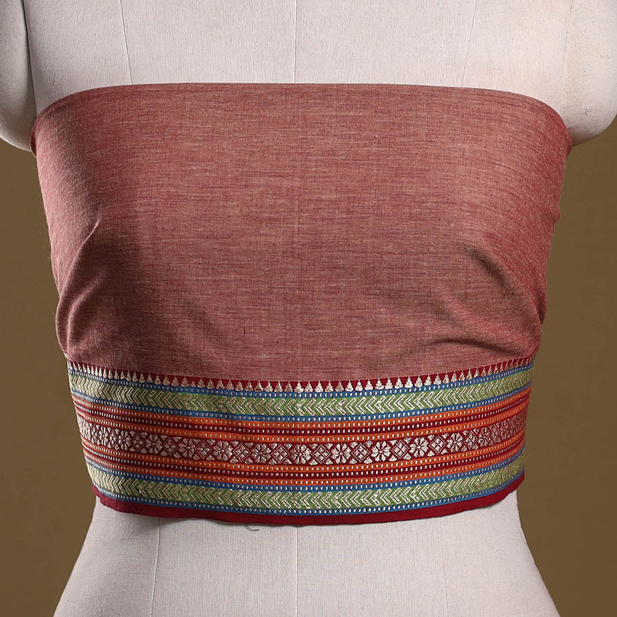 Dharwad weave cotton blouse piece 27 - handcrafted