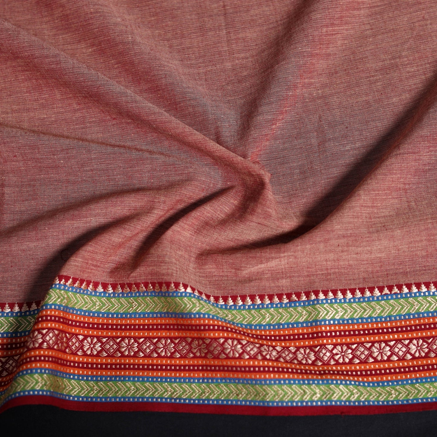 Dharwad weave cotton blouse piece 27 - handcrafted