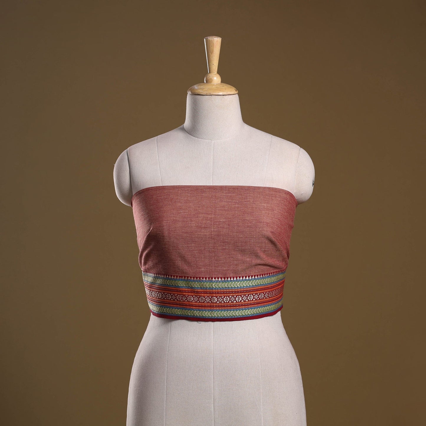 Dharwad weave cotton blouse piece 27 - handcrafted