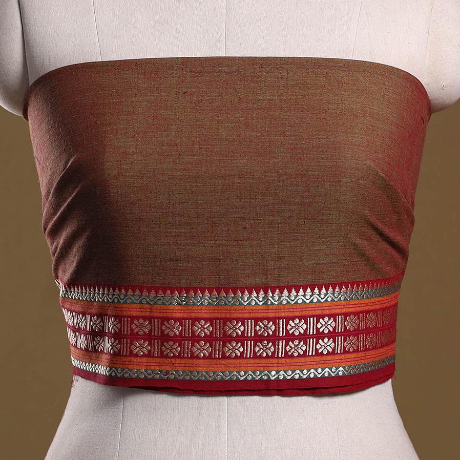 Dharwad weave cotton blouse piece 35 - handcrafted