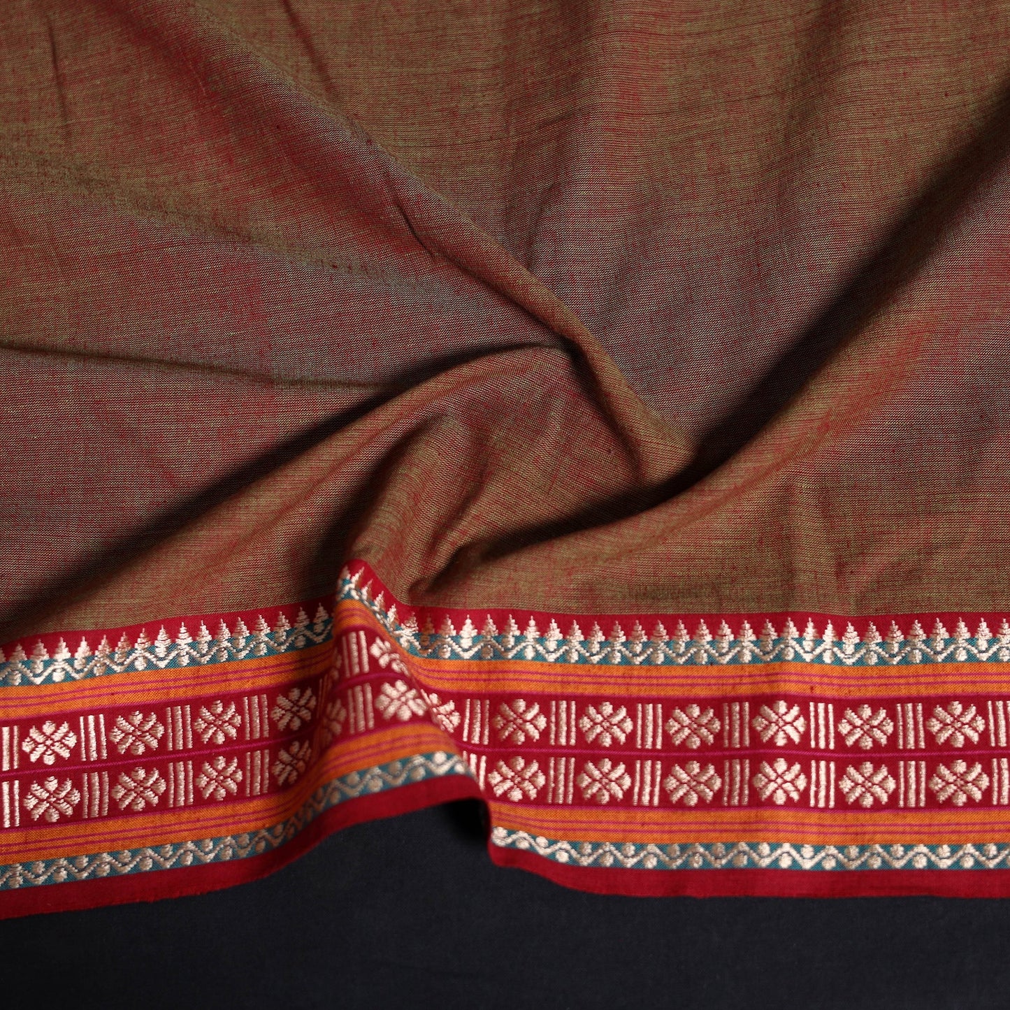Dharwad weave cotton blouse piece 35 - handcrafted