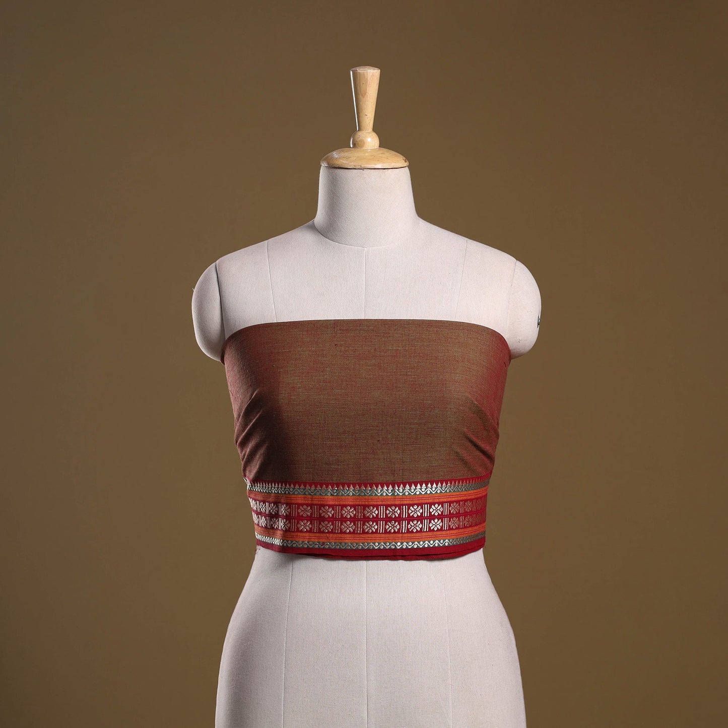 Dharwad weave cotton blouse piece 35 - handcrafted