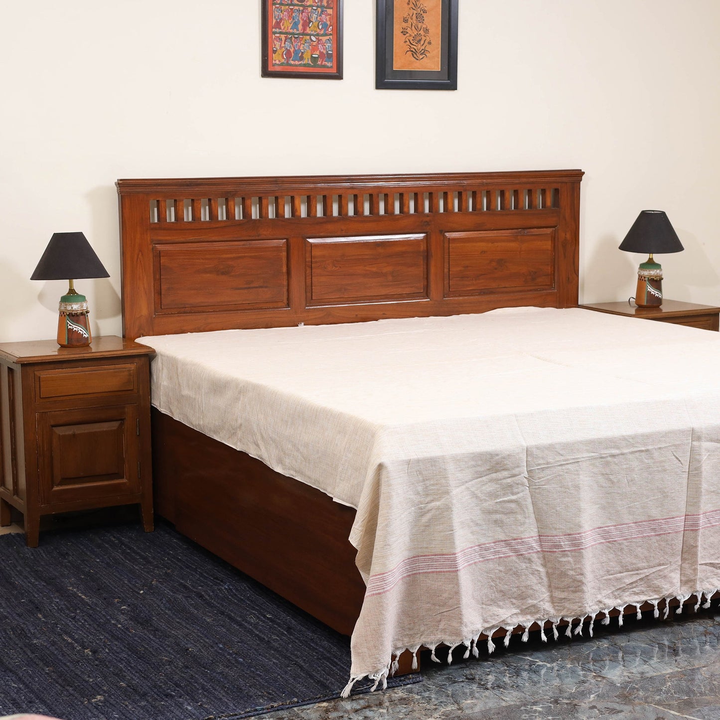 Brown - double handloom cotton bed sheet (108 x 90 in) 03