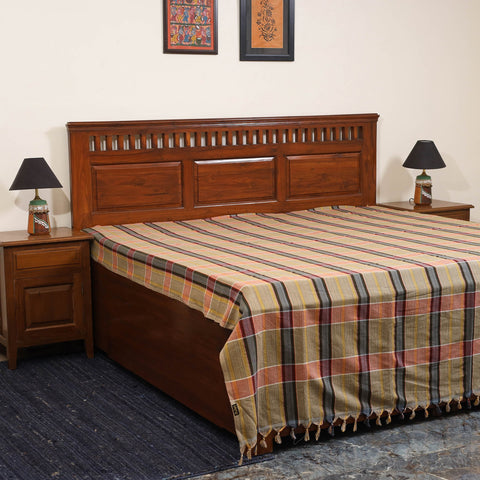 Brown - double handloom cotton bed sheet (108 x 90 in) 10