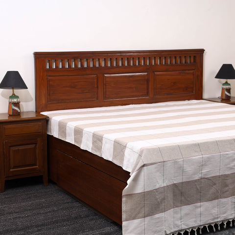 Brown - double handloom cotton bed sheet (108 x 90 in) 11