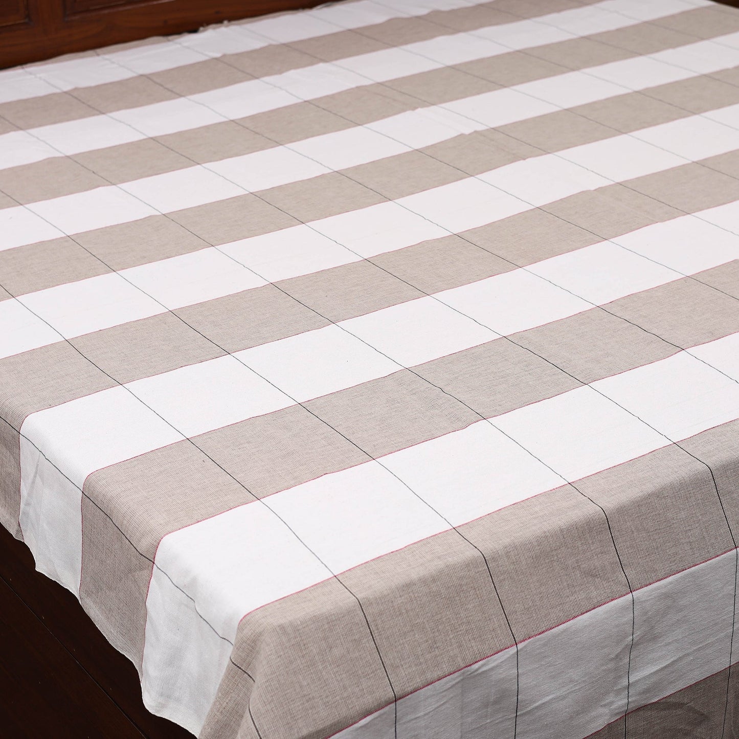 Brown - double handloom cotton bed sheet (108 x 90 in) 11