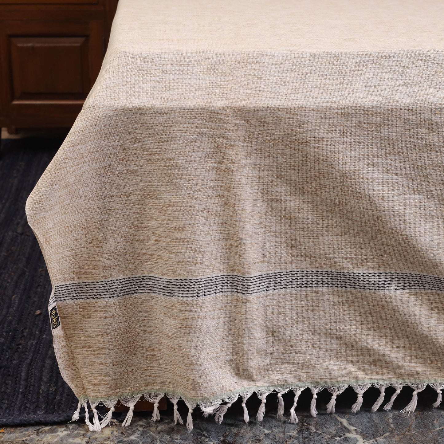 Brown - double handloom cotton bed sheet (108 x 90 in) 17