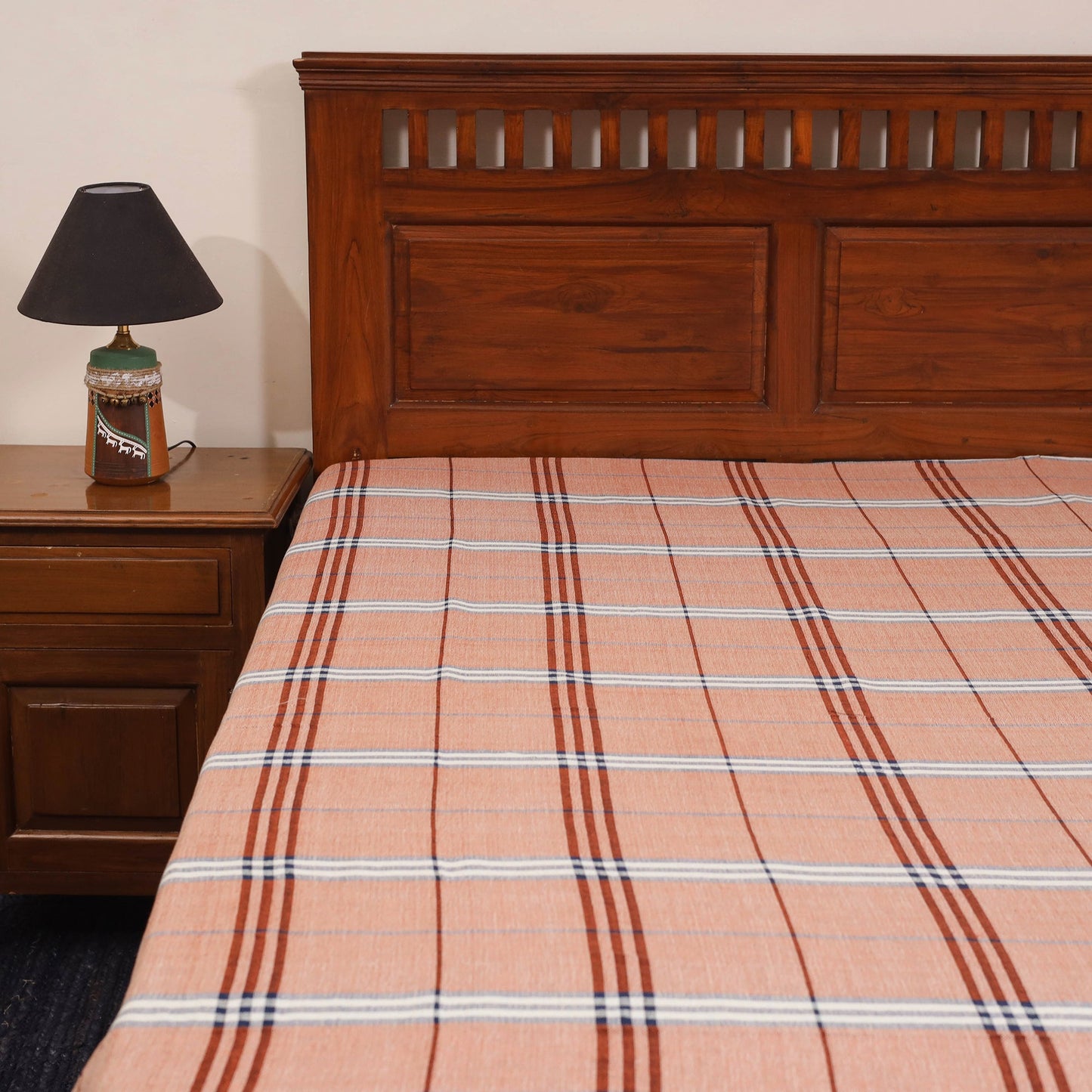 Brown - double handloom cotton bed sheet (108 x 90 in) 19