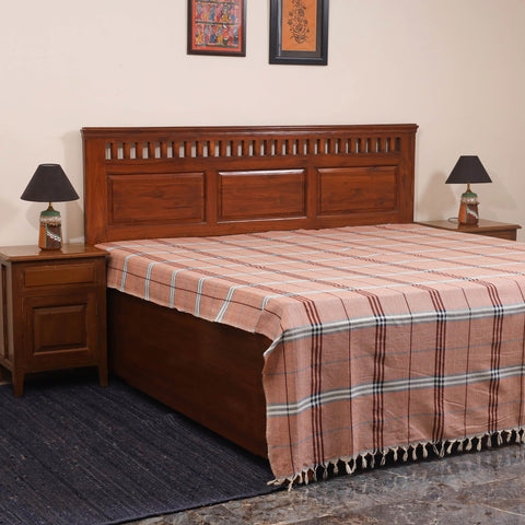 Brown - double handloom cotton bed sheet (108 x 90 in) 19