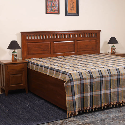 Brown - double handloom cotton bed sheet (108 x 90 in) 28