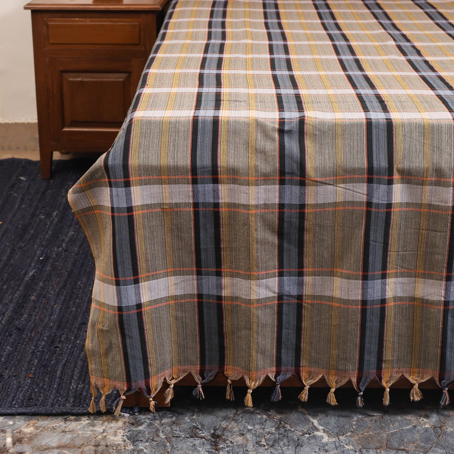 Brown - double handloom cotton bed sheet (108 x 90 in) 28