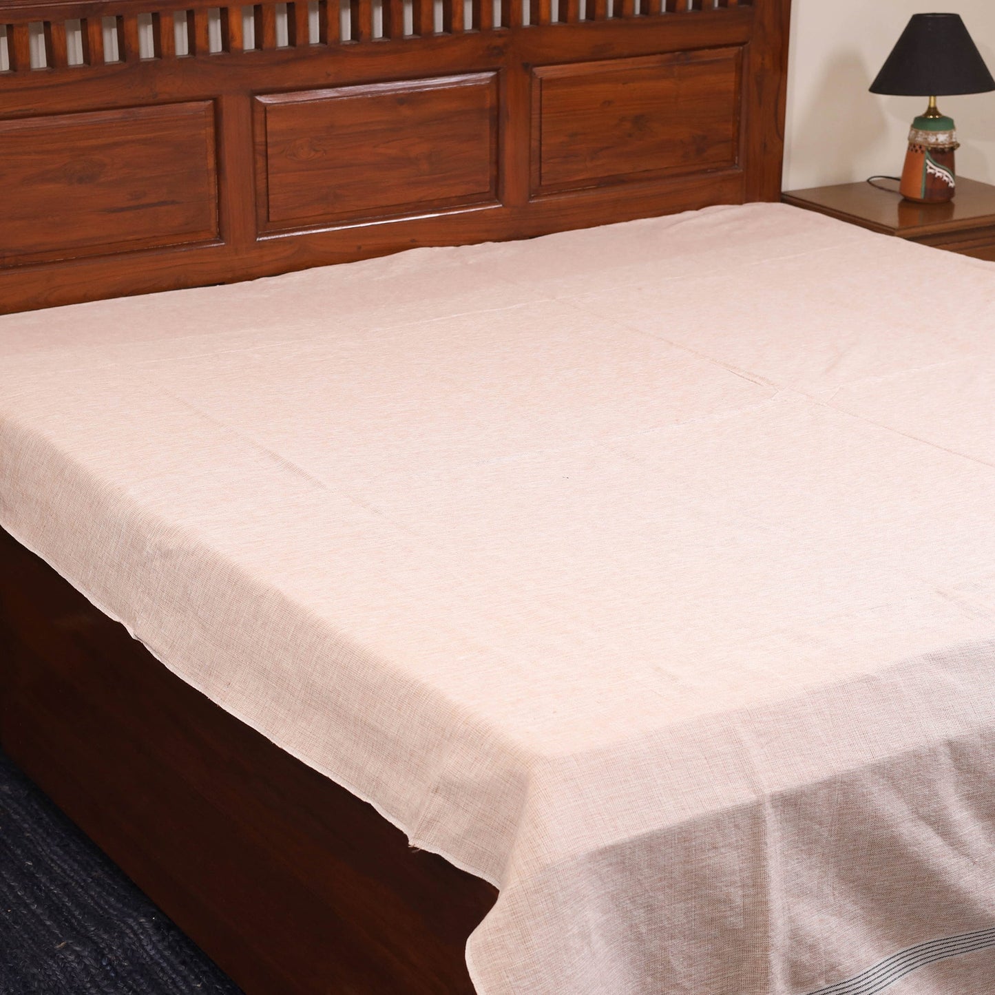 Brown - double handloom cotton bed sheet (108 x 90 in) 33