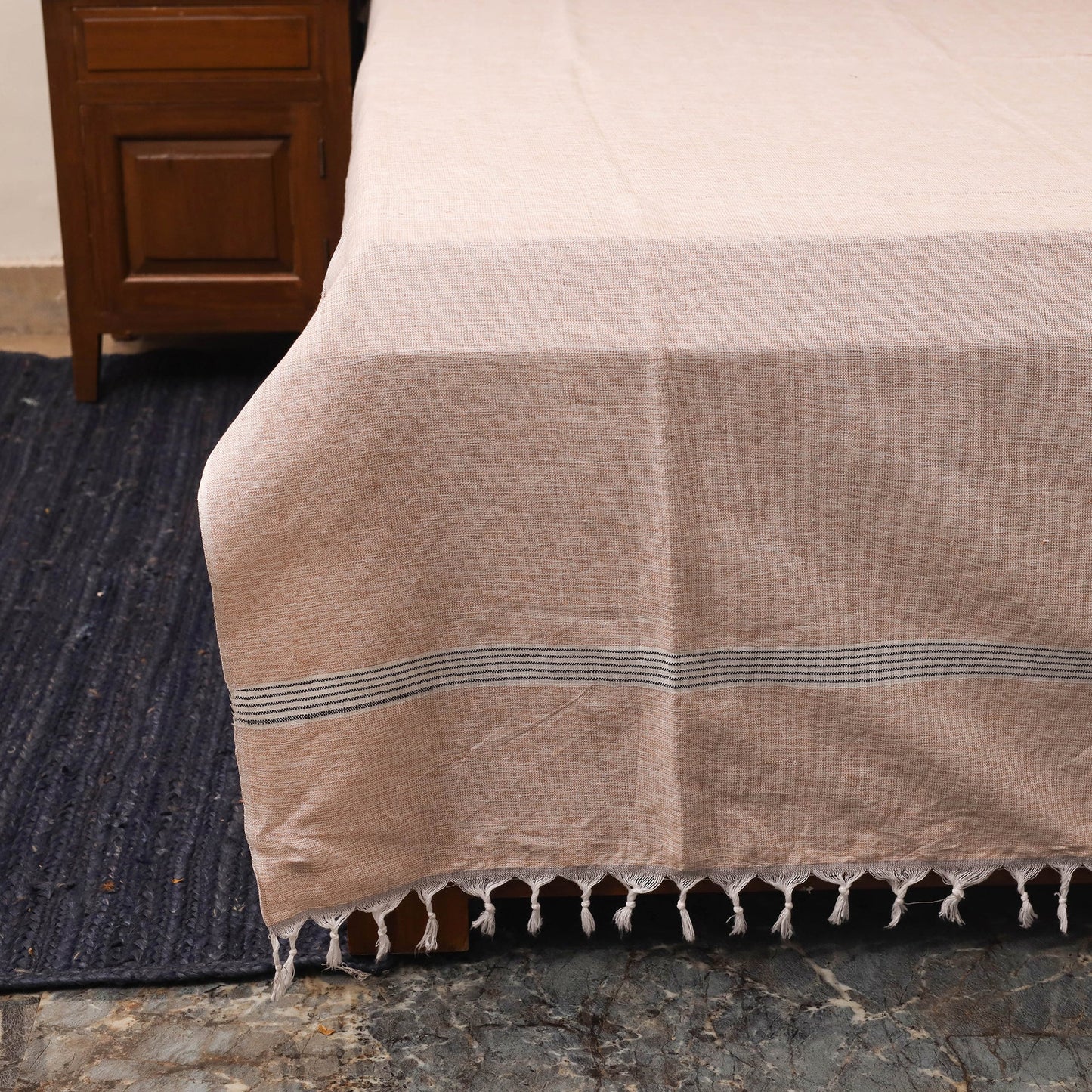 Brown - double handloom cotton bed sheet (108 x 90 in) 33