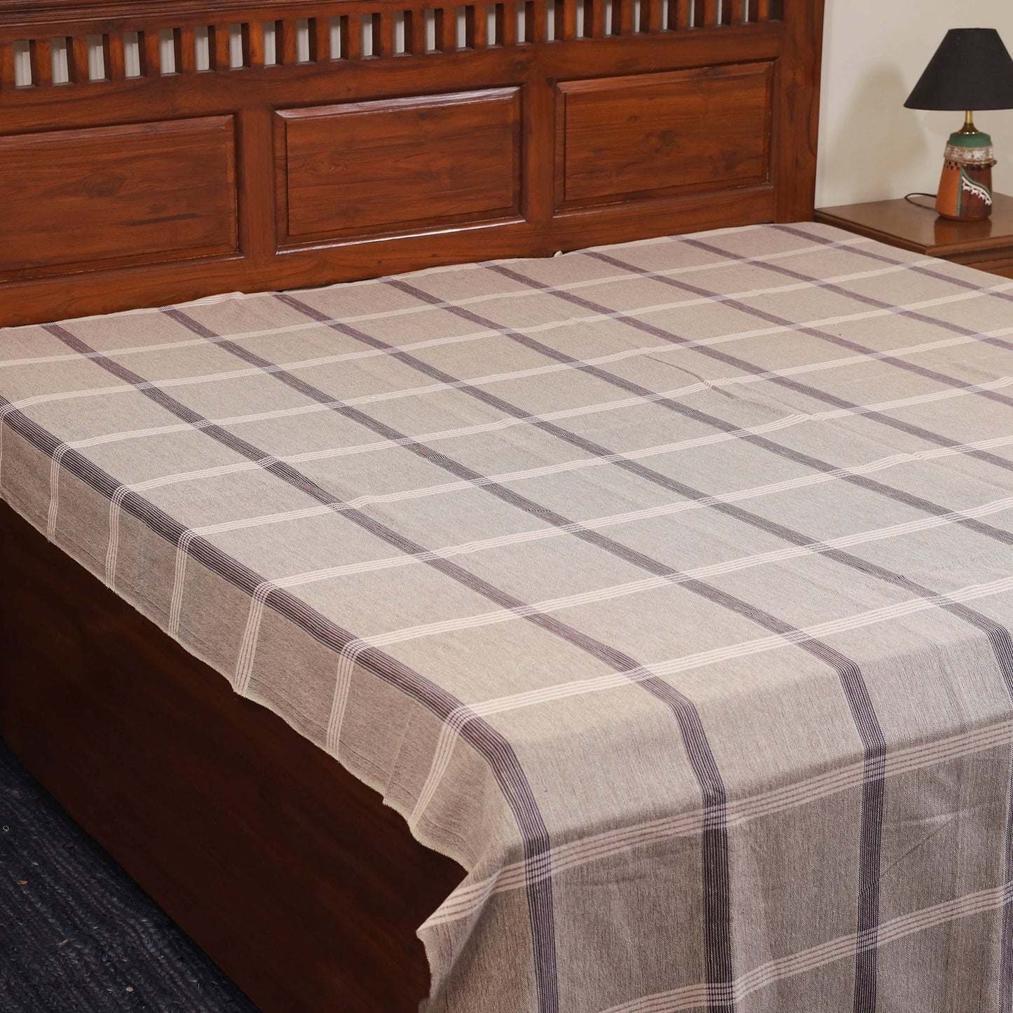 Brown - double handloom cotton bed sheet (108 x 90 in) 44