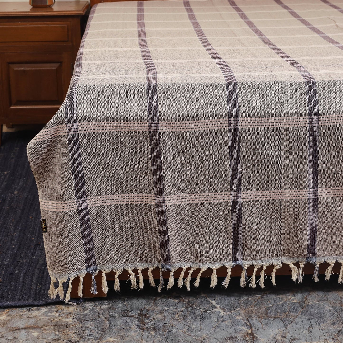 Brown - double handloom cotton bed sheet (108 x 90 in) 44